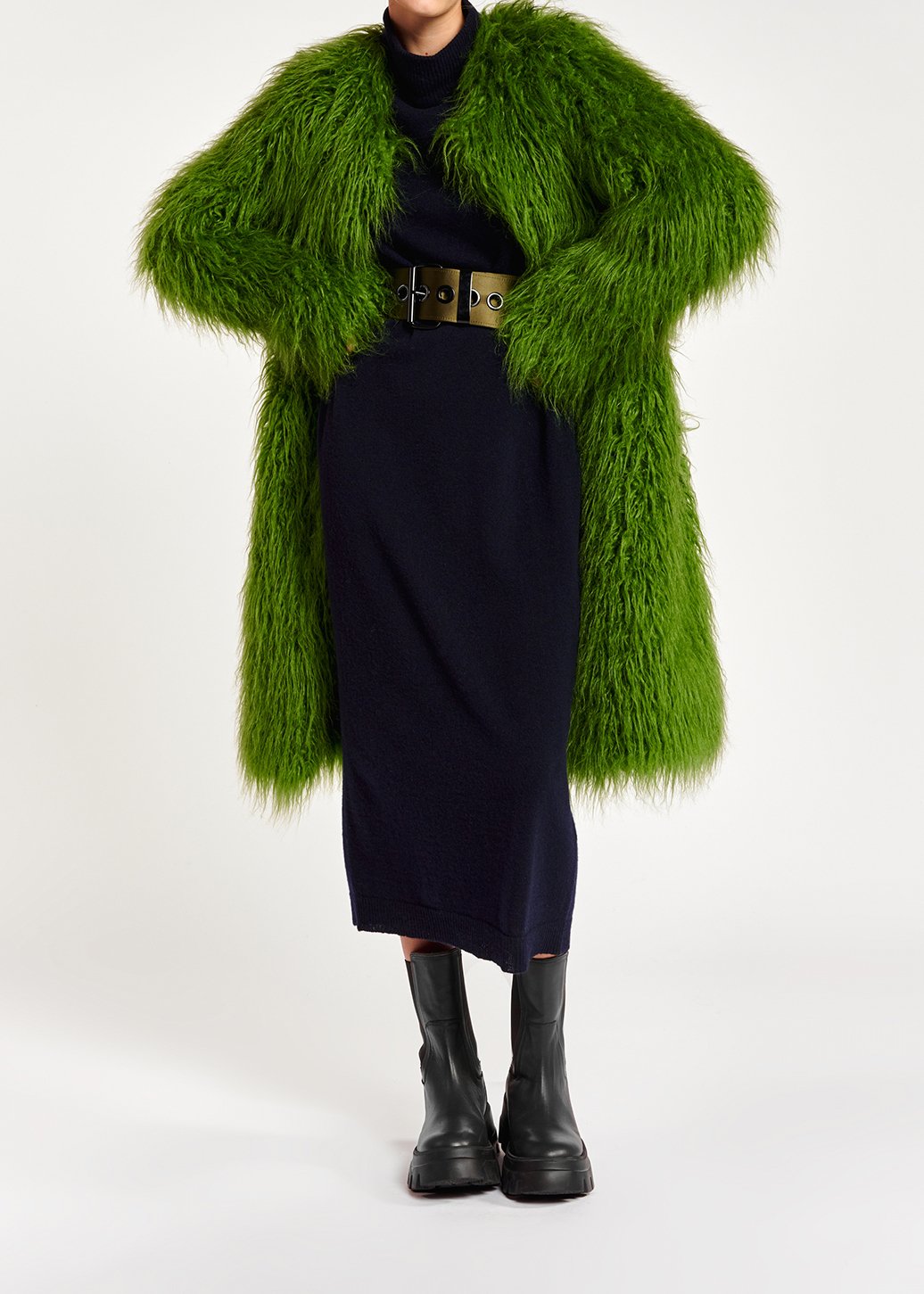 Donkerblauwe midi-jurk gebreid met merinoswol RE—SSENTIEL tweedehands photo 7
