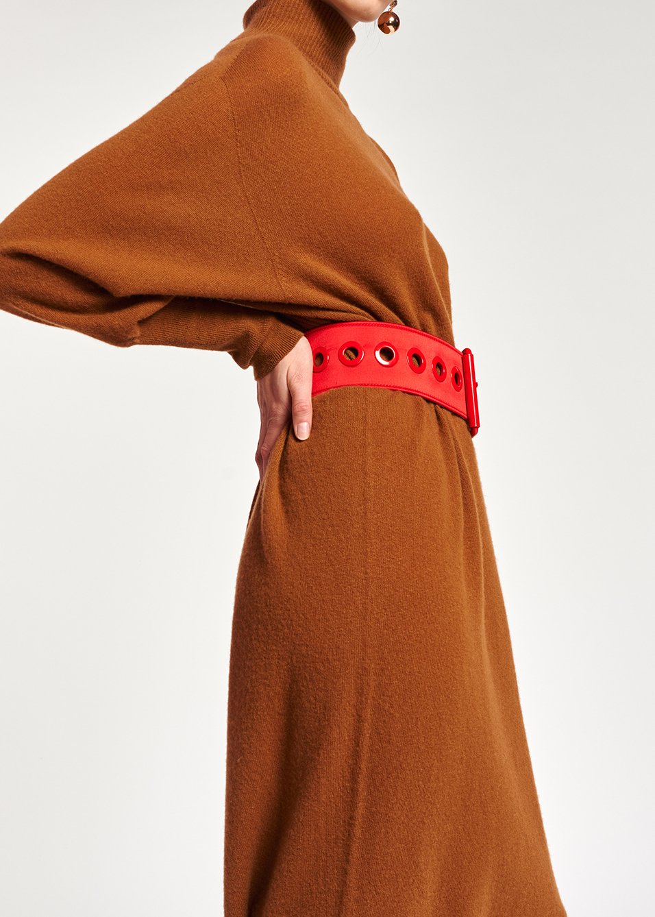 Robe midi camel en laine mérinos RE—SSENTIEL seconde main photo 4
