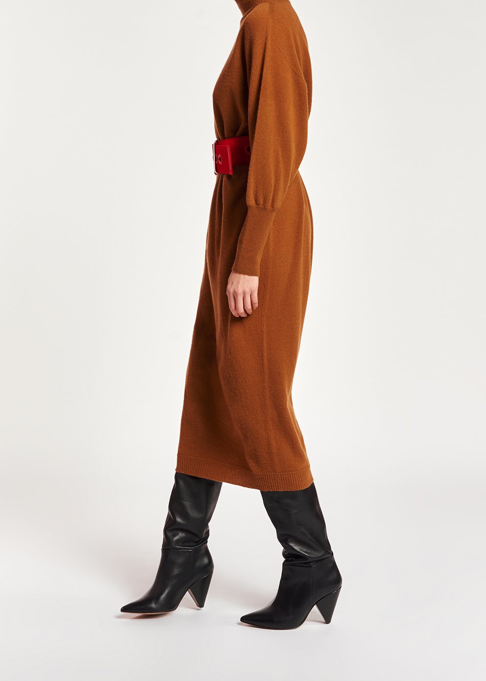 Robe midi camel en laine mérinos RE—SSENTIEL seconde main photo 6