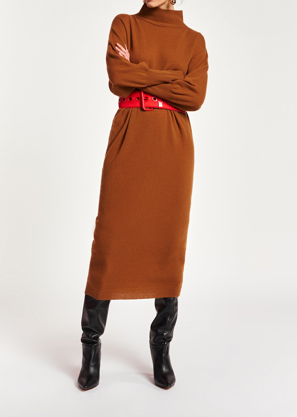 Robe midi camel en laine mérinos RE—SSENTIEL seconde main photo 7
