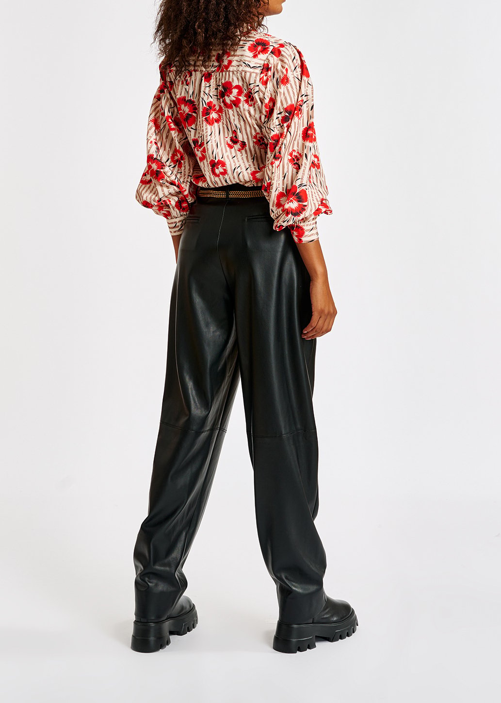 Stripe and red floral print puffed-sleeve top RE—SSENTIEL second-hand photo 6