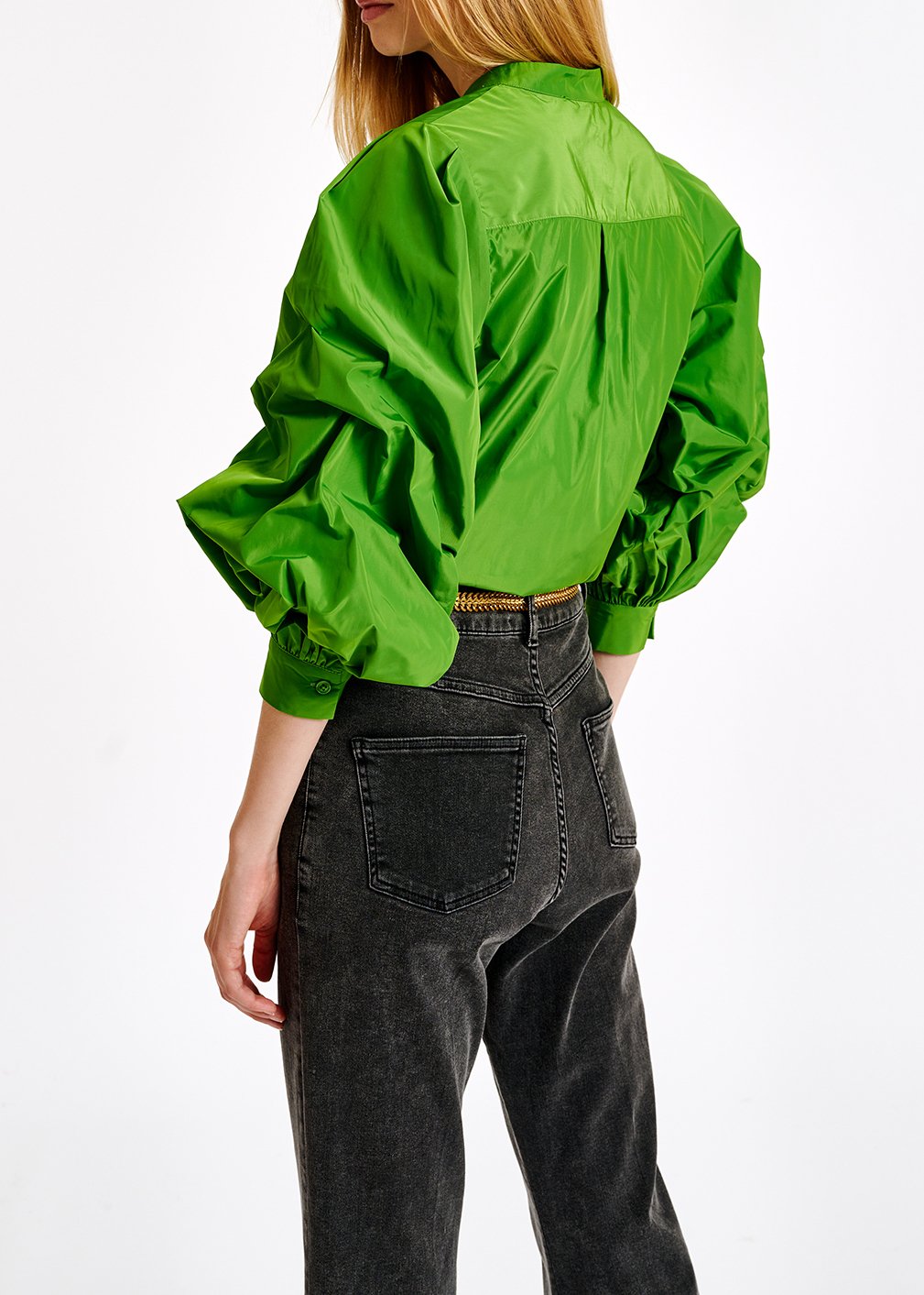 Green puffed-sleeve top RE—SSENTIEL second-hand photo 4