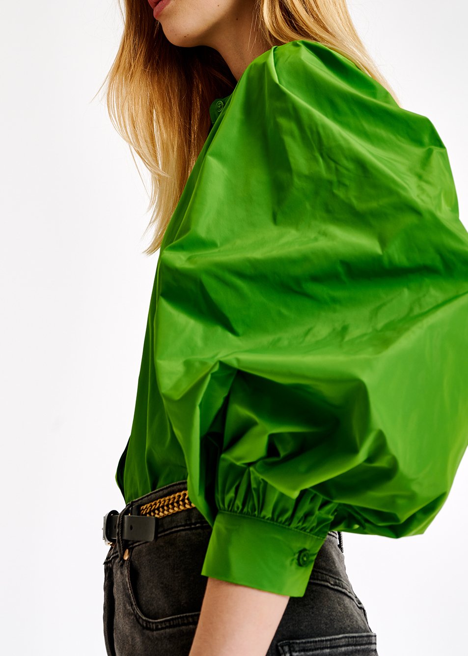 Green puffed-sleeve top RE—SSENTIEL second-hand photo 5