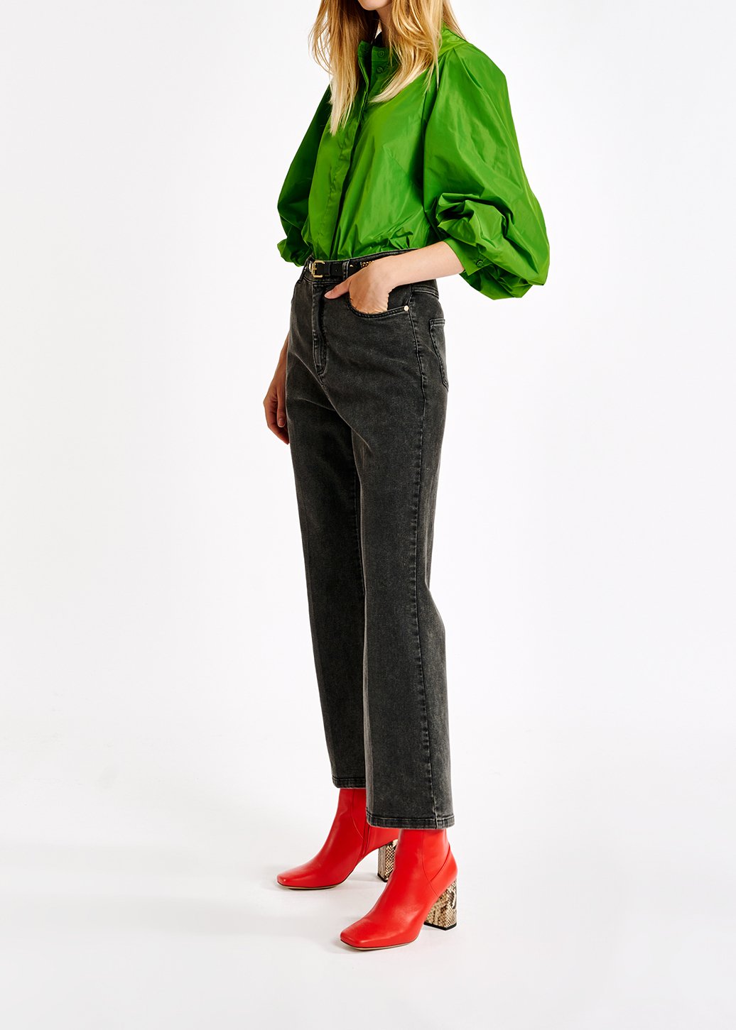 Green puffed-sleeve top RE—SSENTIEL second-hand photo 8