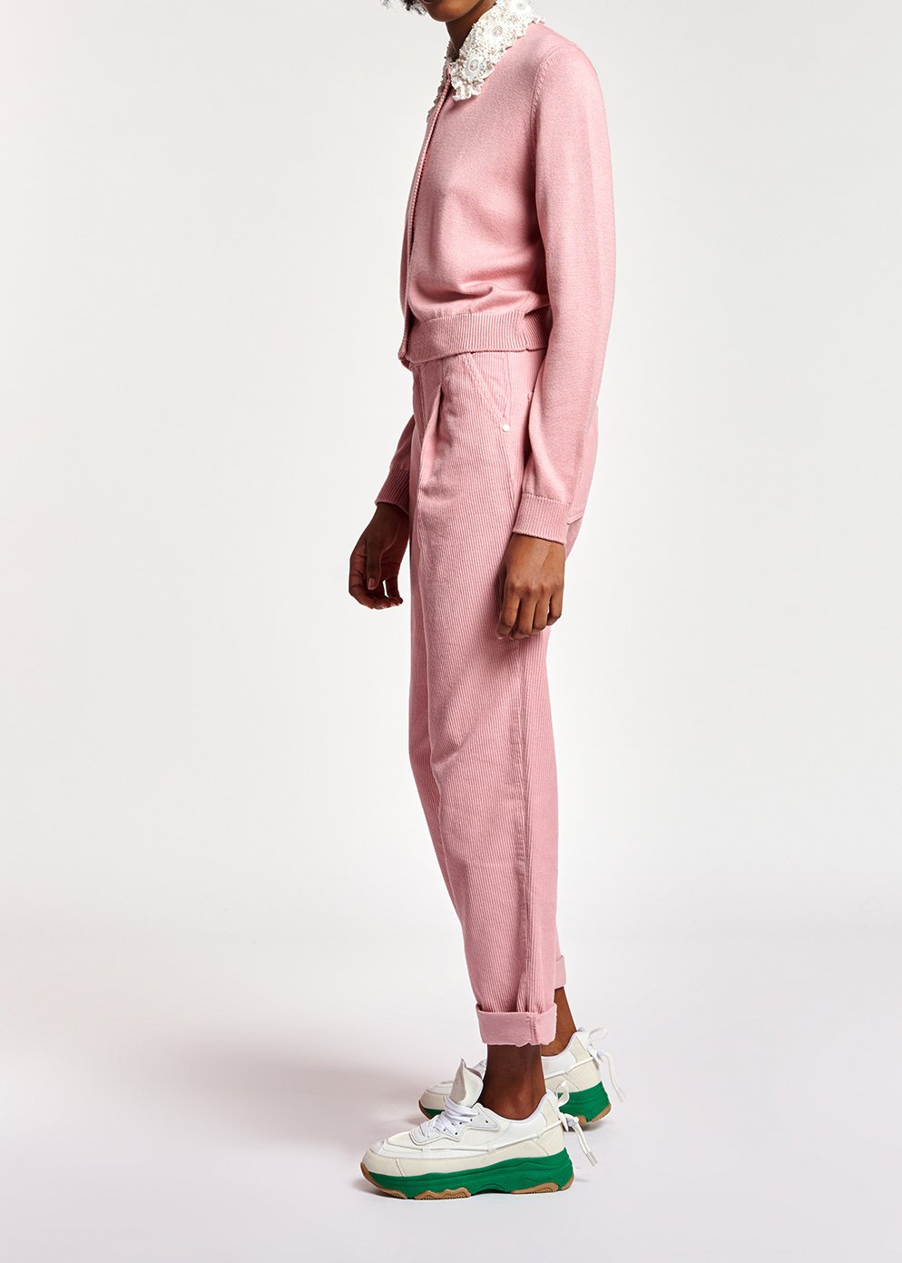 Pantalon en velours rose RE—SSENTIEL seconde main photo 5