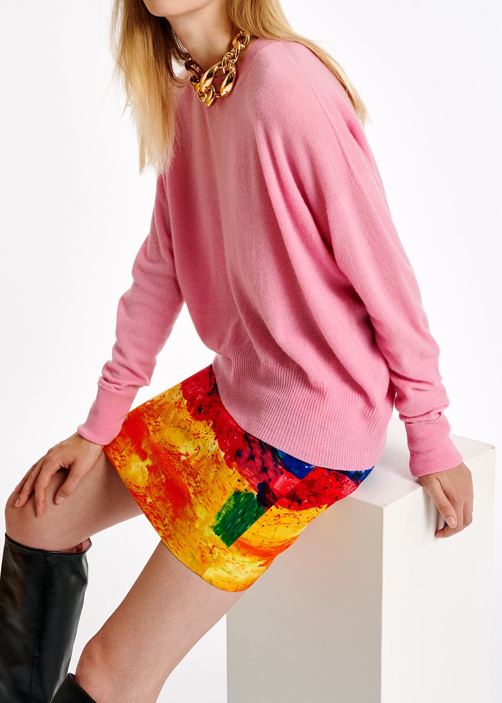 Pink merino wool blend sweater RE—SSENTIEL second-hand photo 3