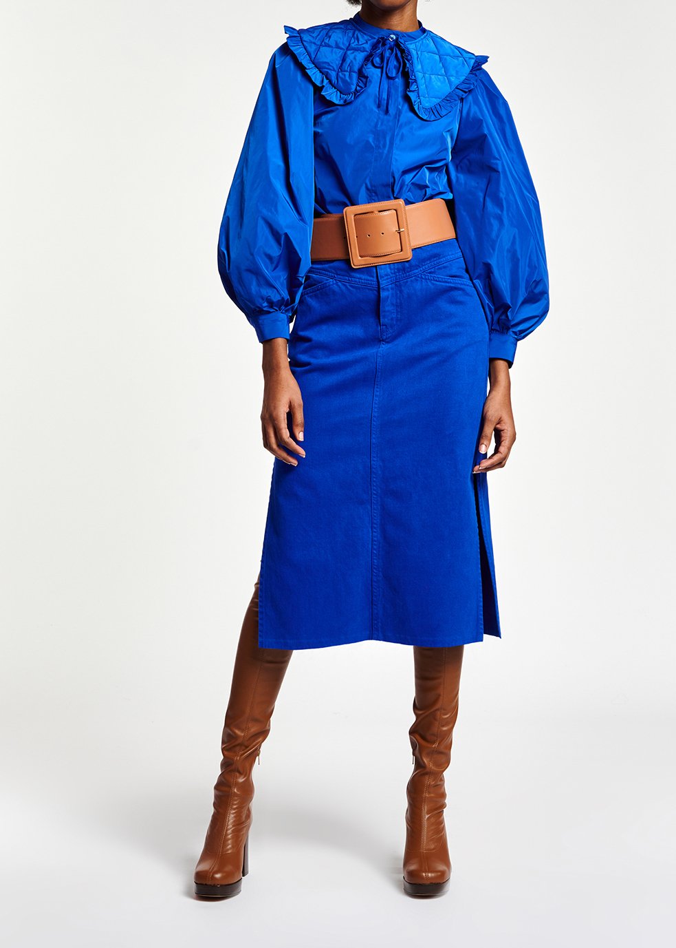 Jupe fourreau bleue à  taille haute RE—SSENTIEL seconde main photo 3