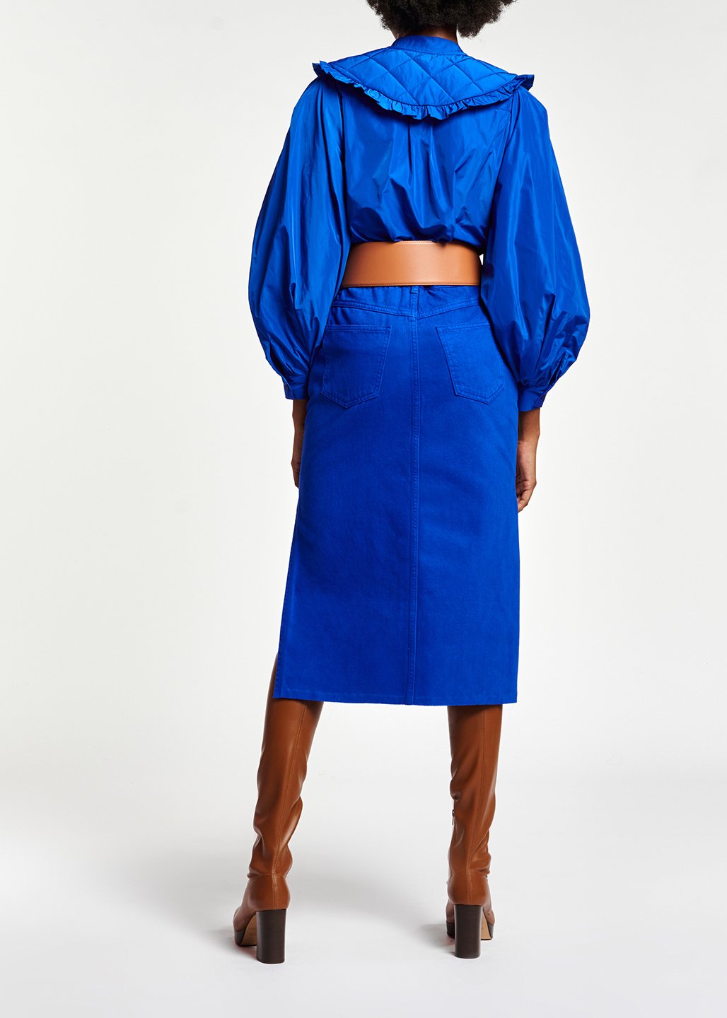 Jupe fourreau bleue à  taille haute RE—SSENTIEL seconde main photo 4