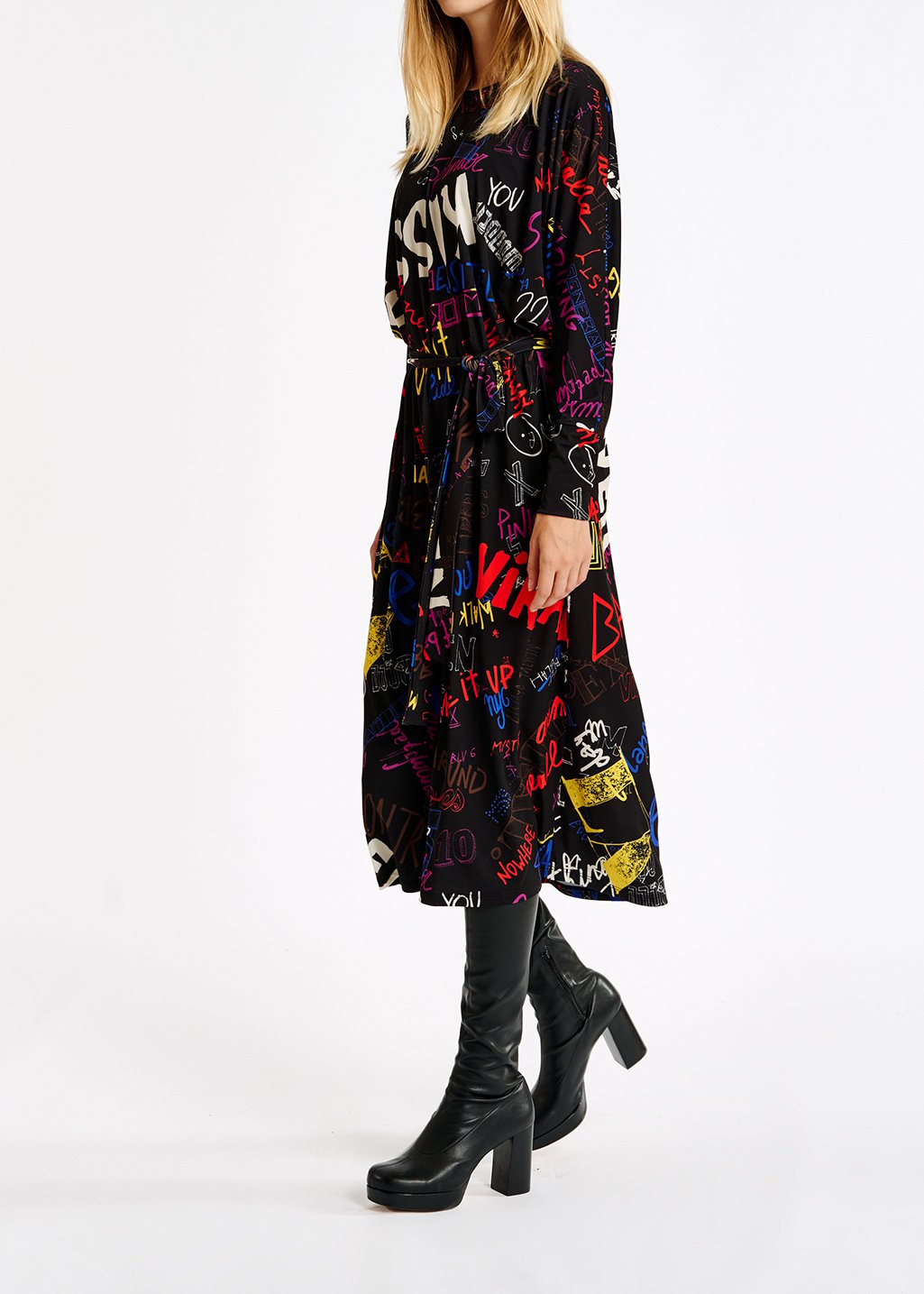 Text print midi-length dress RE—SSENTIEL second-hand photo 6