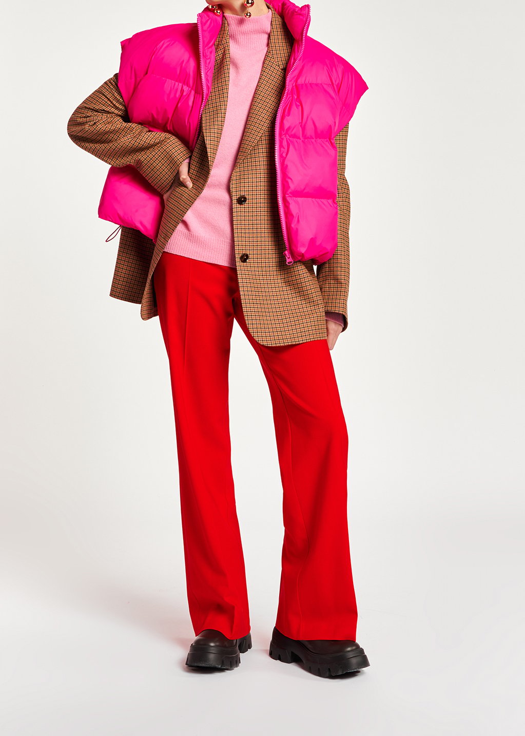 Red wide-leg high waist pants RE—SSENTIEL second-hand photo 4