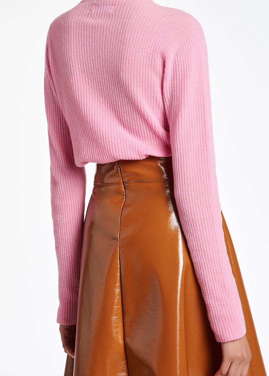 Pink merino wool ribbed turtleneck sweater RE—SSENTIEL second-hand photo 5