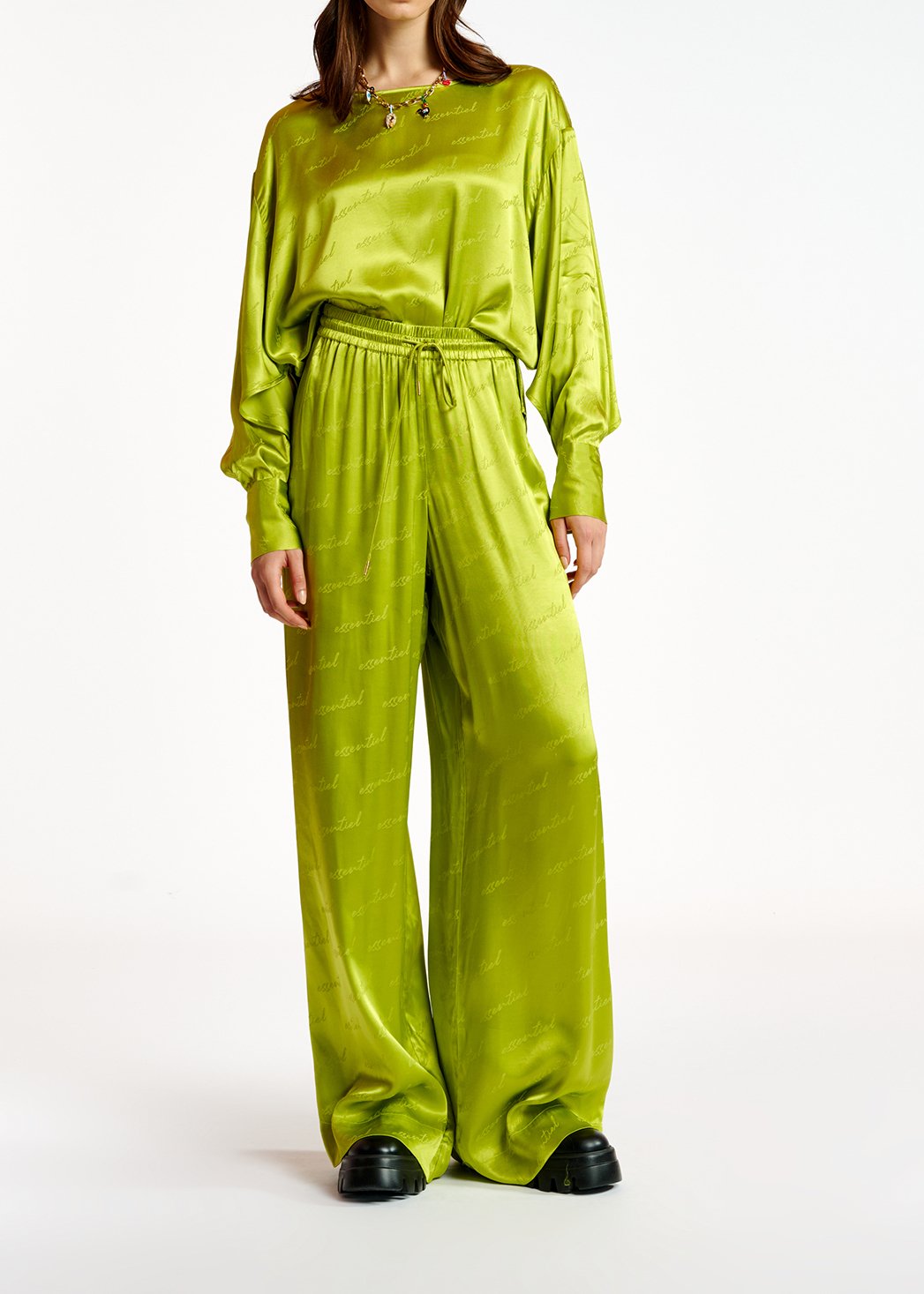 Top ample en jacquard de satin vert citron RE—SSENTIEL seconde main photo 5