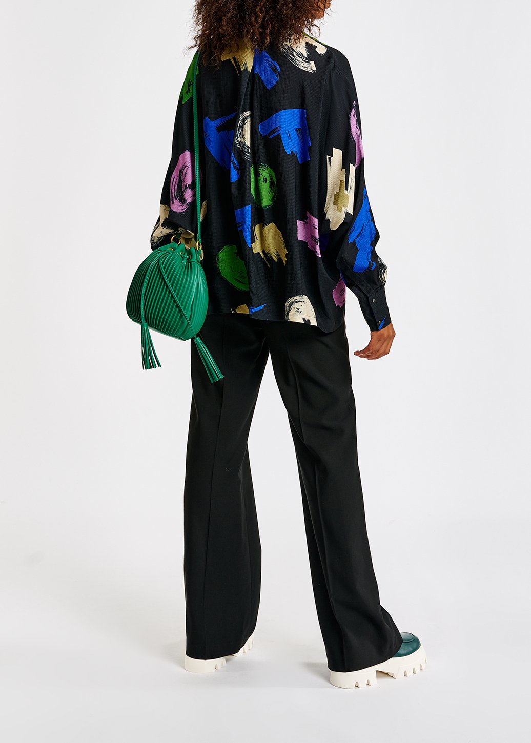 Marineblauw oversized hemd met print RE—SSENTIEL tweedehands photo 8