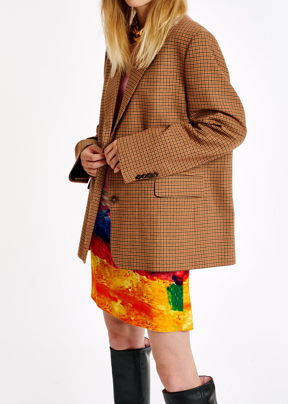 Brown check oversized-fit blazer RE—SSENTIEL second-hand photo 7