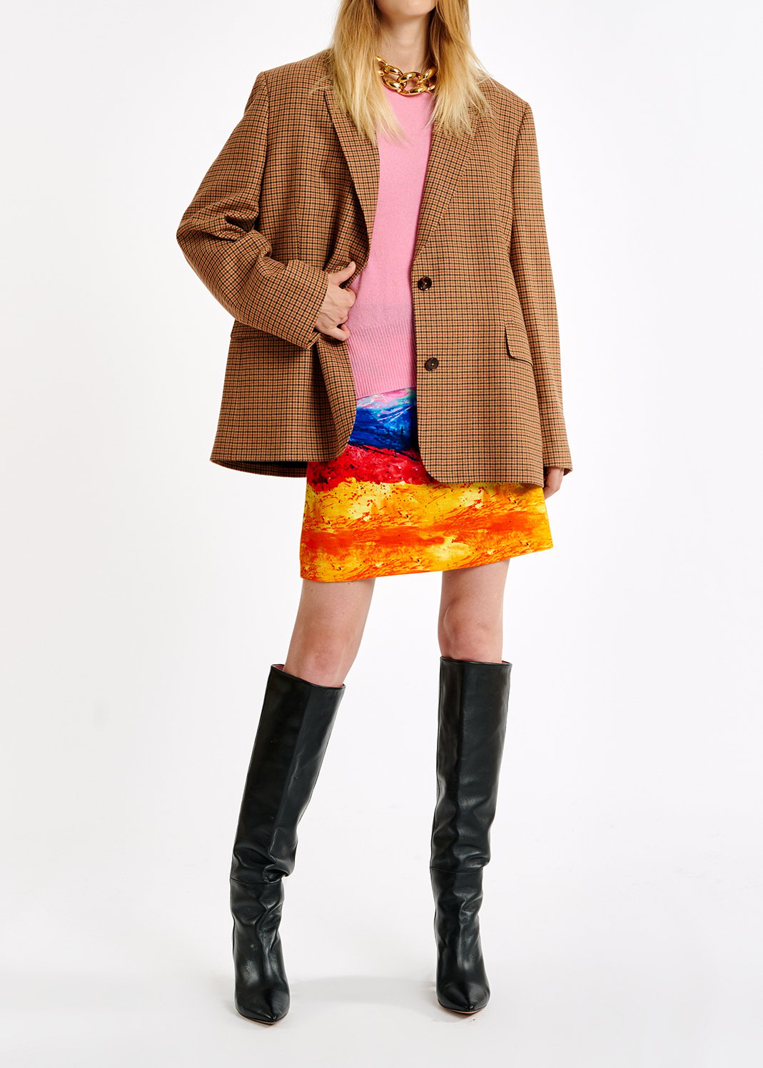 Brown check oversized-fit blazer RE—SSENTIEL second-hand photo 8