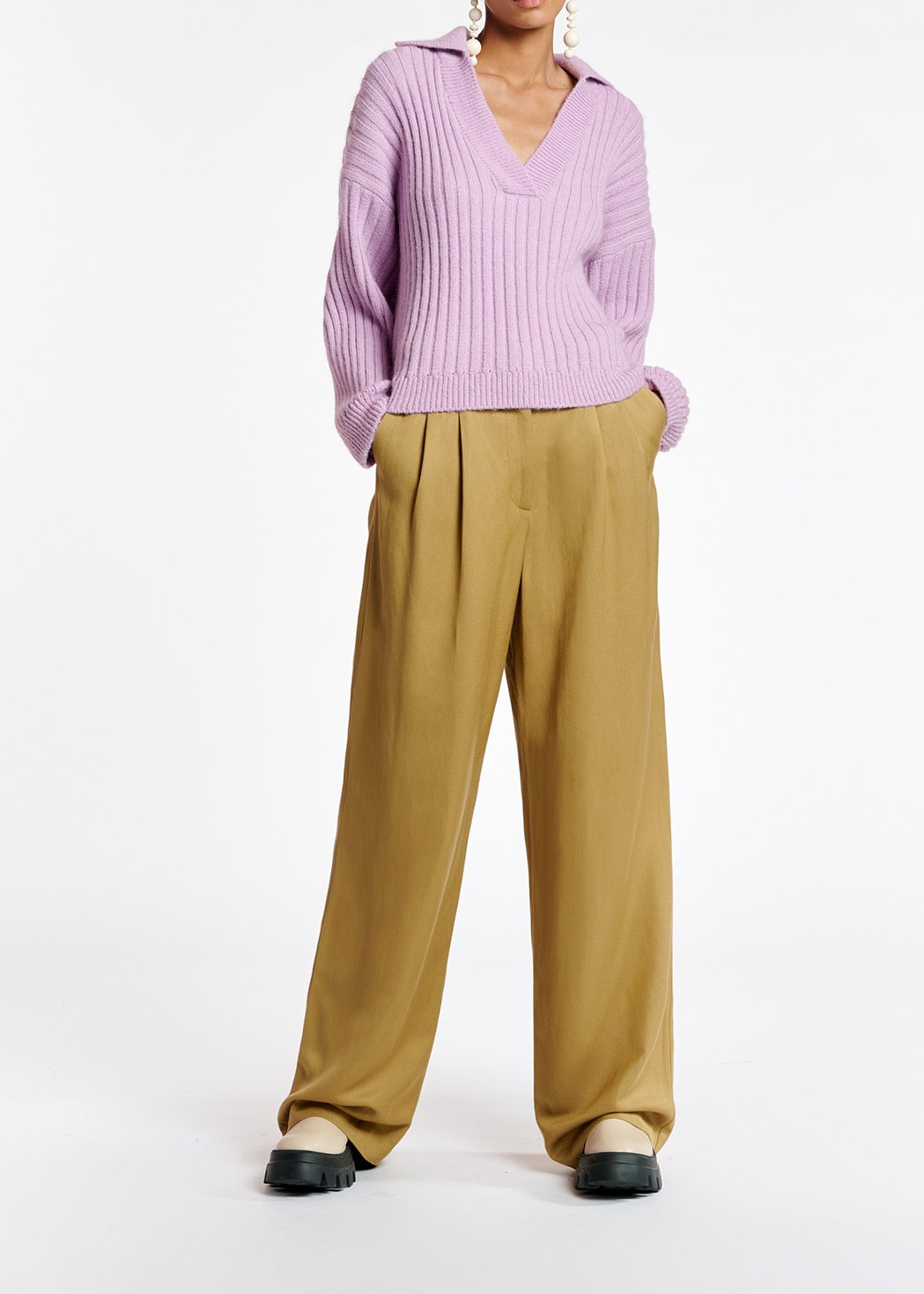 Camel wide-leg pants RE—SSENTIEL second-hand photo 7