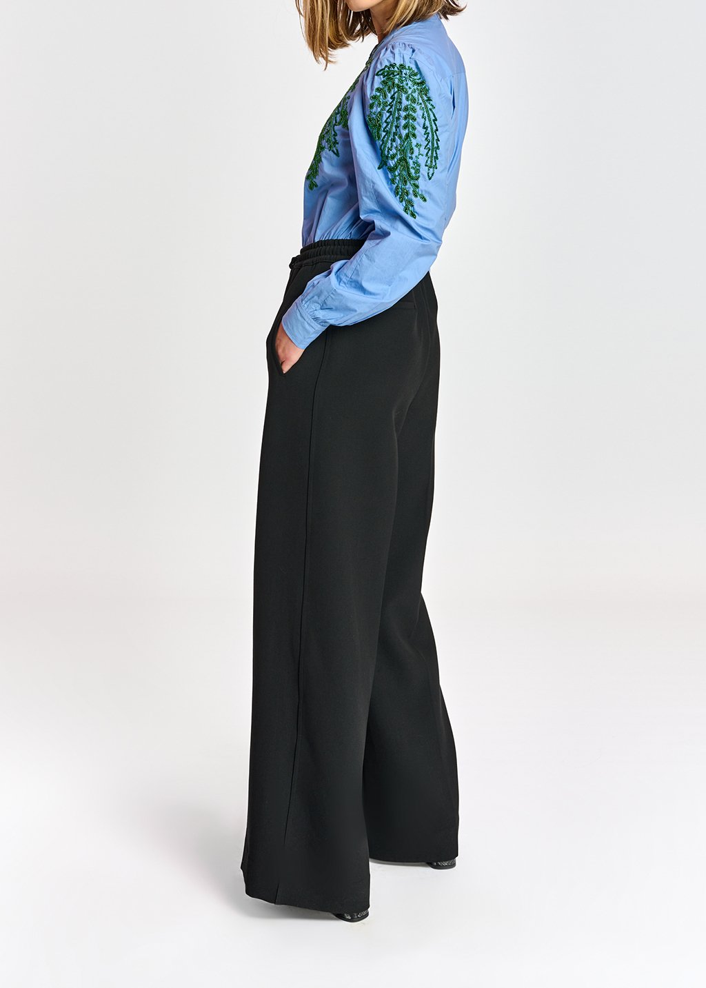 Pantalon noir à  coupe ample RE—SSENTIEL seconde main photo 3