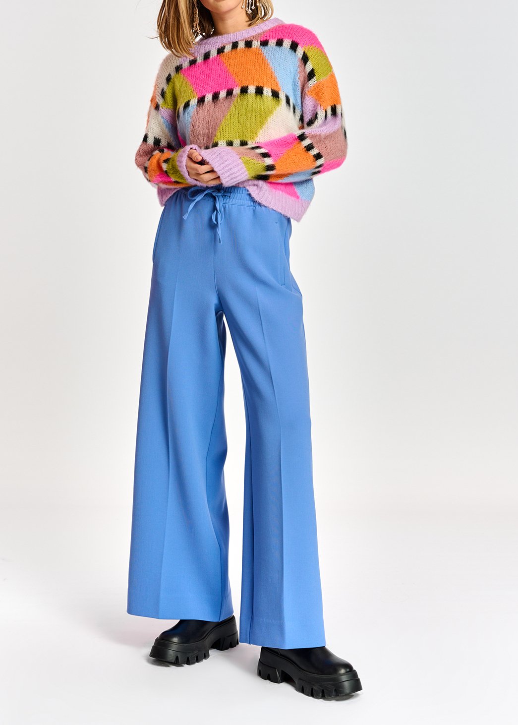 Pantalon bleu à  coupe ample RE—SSENTIEL seconde main photo 3