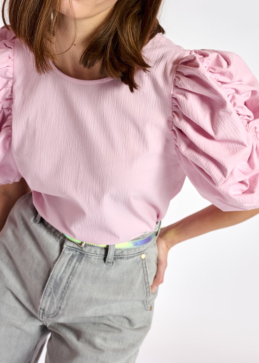 Light pink puffed sleeve top RE—SSENTIEL second-hand photo 3