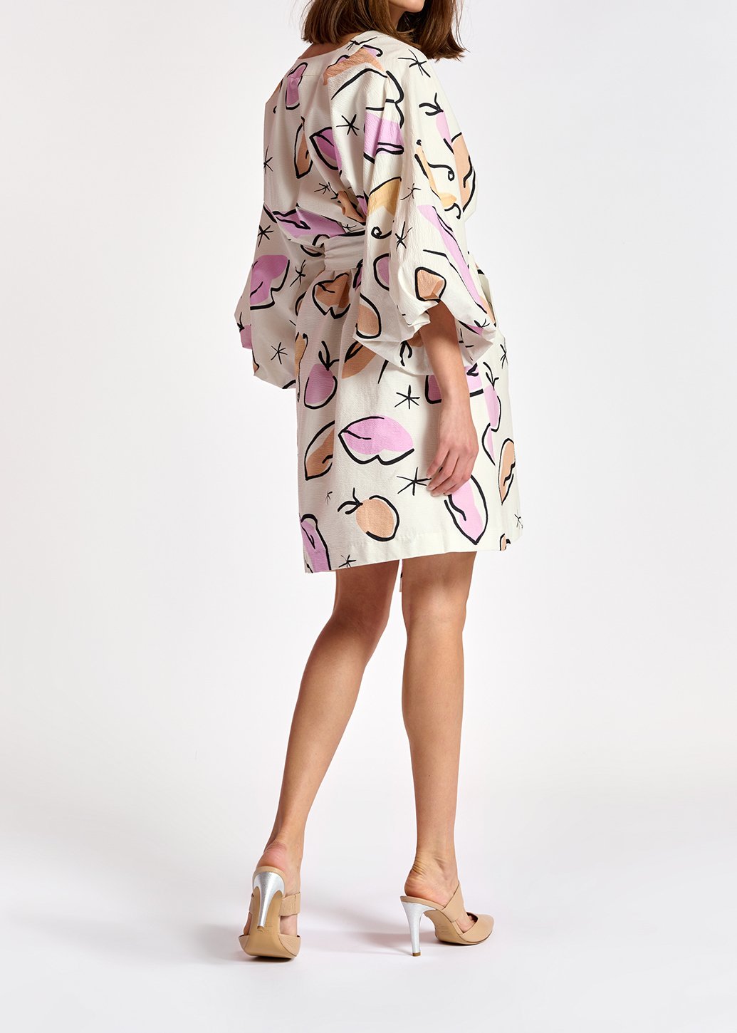 Witte mini-jurk met abstracte print RE—SSENTIEL tweedehands photo 8