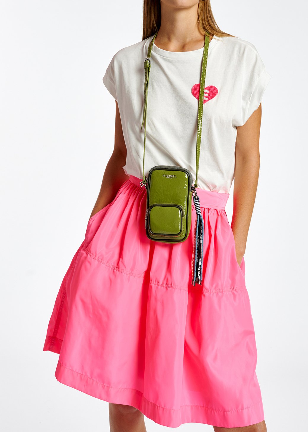 Neonroze midirok met plooien RE—SSENTIEL tweedehands photo 5