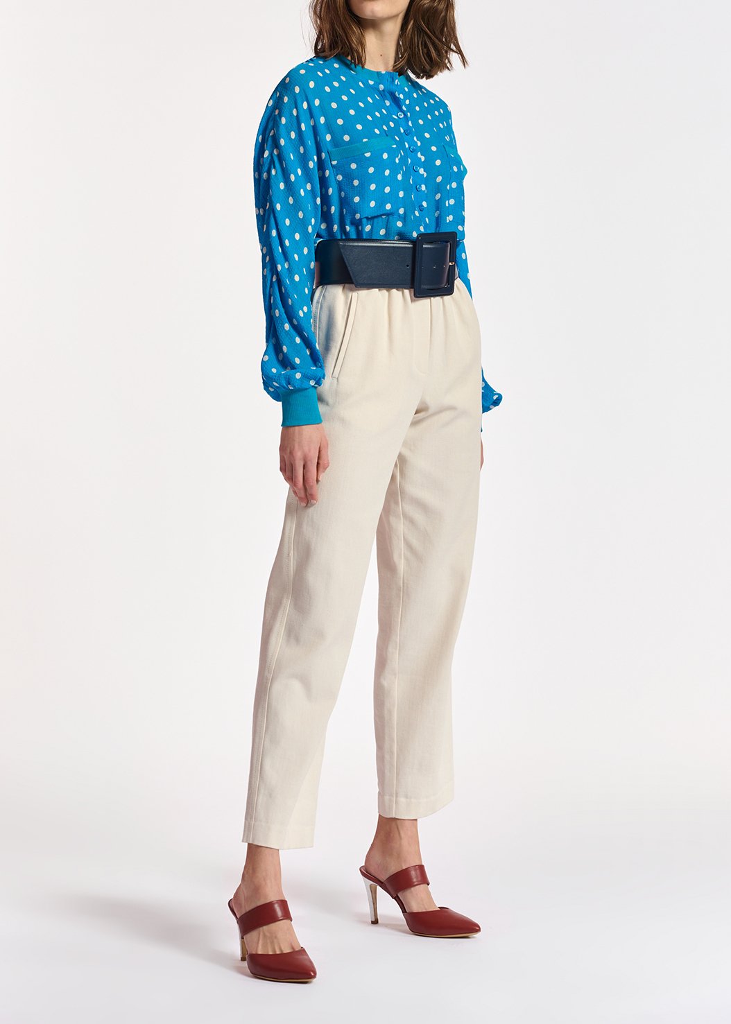 Top ample bleu à  pois blancs RE—SSENTIEL seconde main photo 6