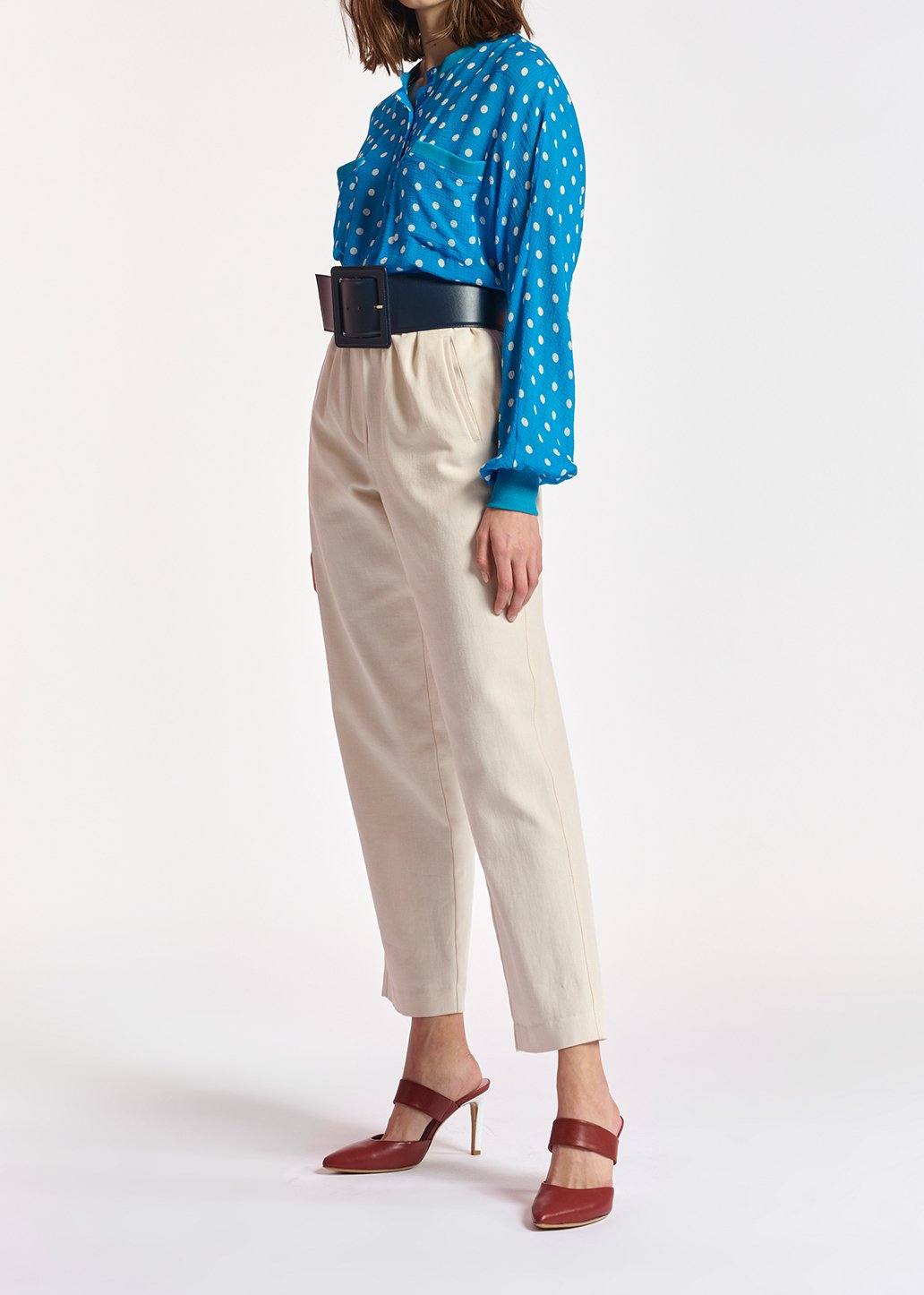 Top ample bleu à  pois blancs RE—SSENTIEL seconde main photo 7