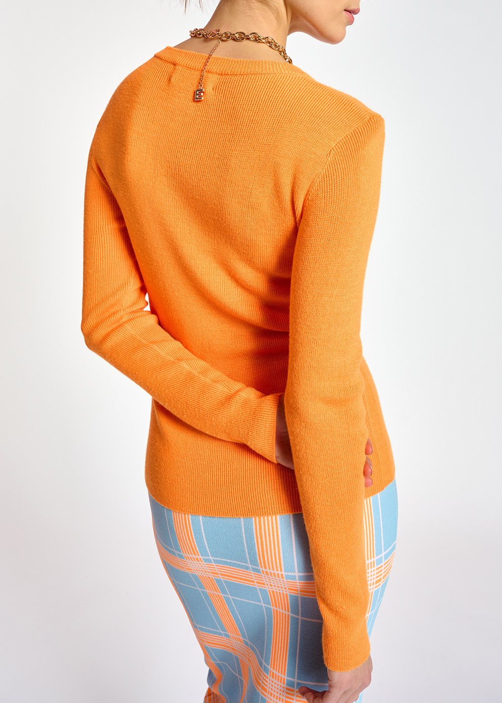 Neon orange rib-knitted sweater RE—SSENTIEL second-hand photo 4