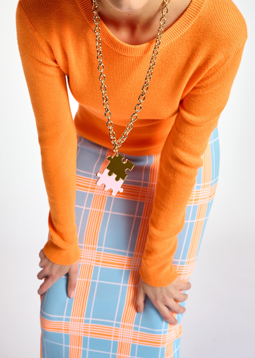 Neon orange rib-knitted sweater RE—SSENTIEL second-hand photo 6