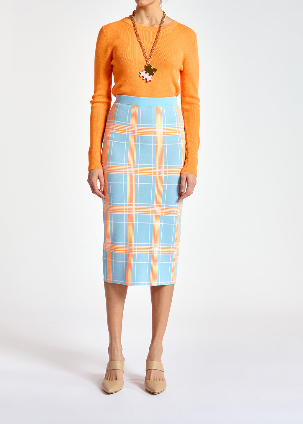 Neon orange rib-knitted sweater RE—SSENTIEL second-hand photo 7