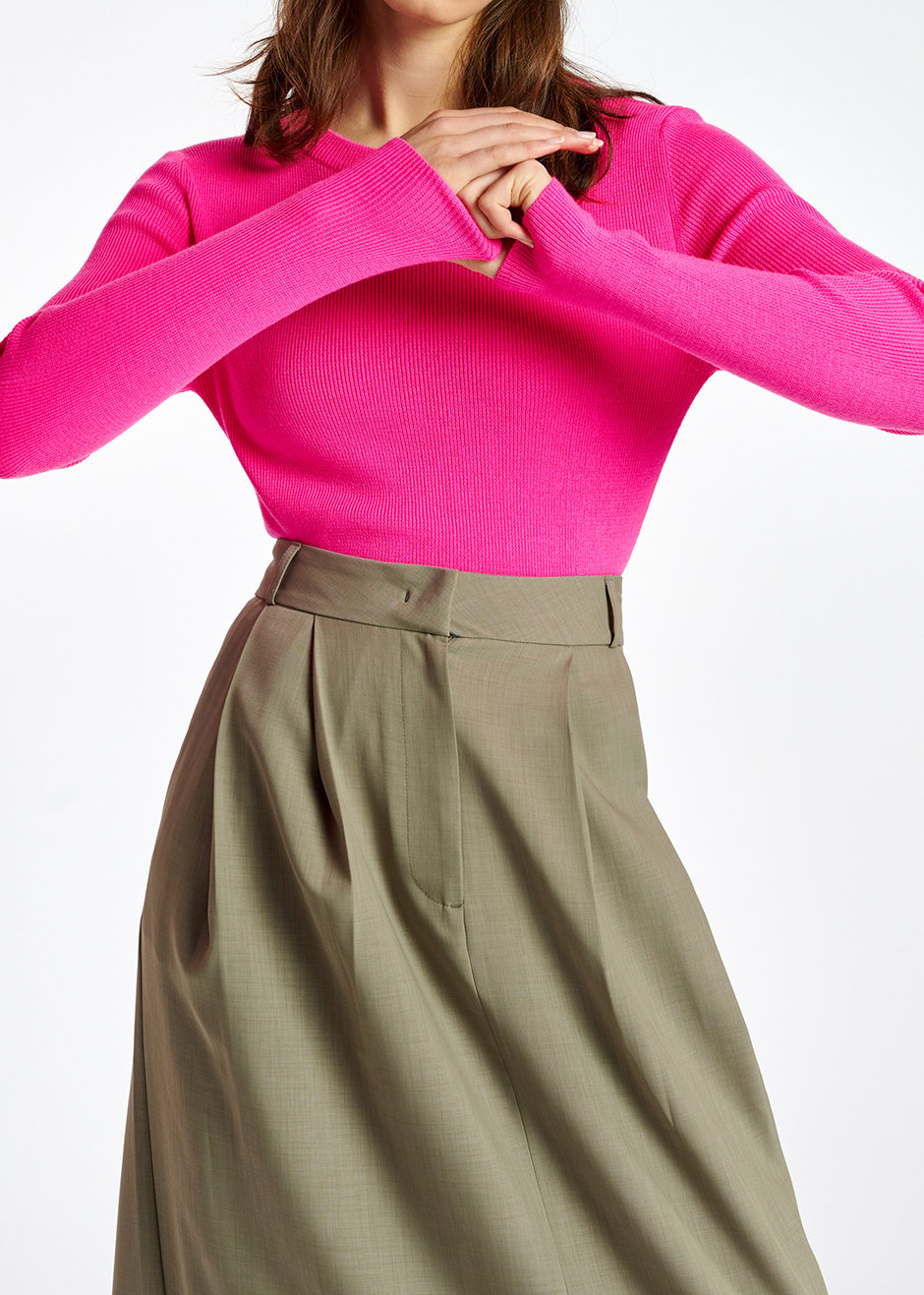 Neon pink rib-knitted sweater RE—SSENTIEL second-hand photo 4