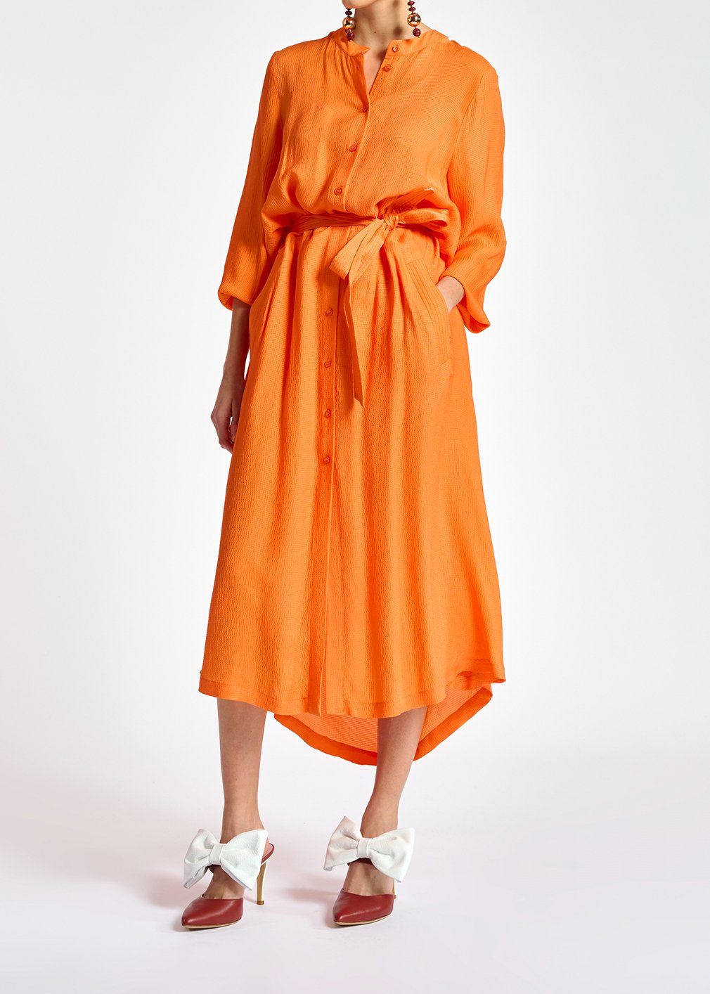 Robe chemise midi orange RE—SSENTIEL seconde main photo 3