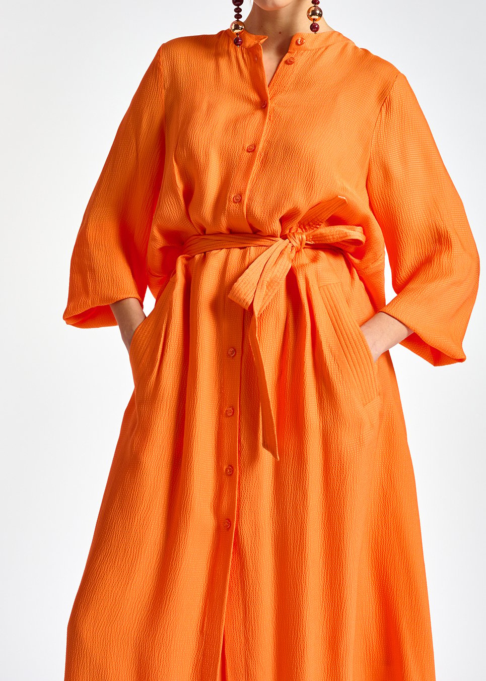 Robe chemise midi orange RE—SSENTIEL seconde main photo 5