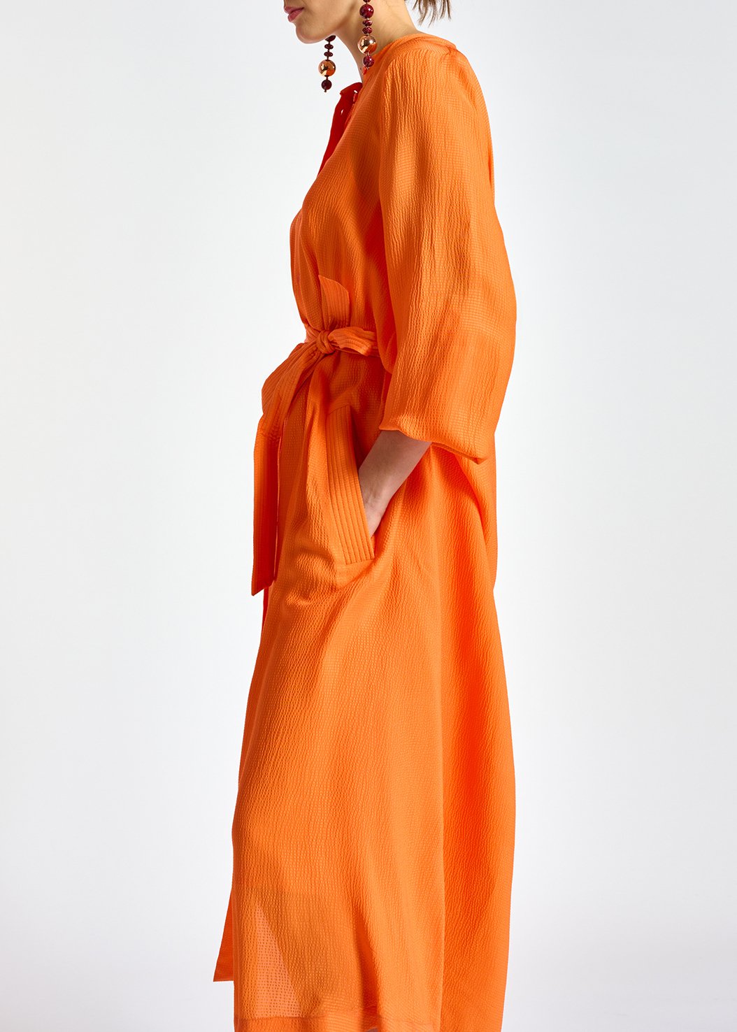 Robe chemise midi orange RE—SSENTIEL seconde main photo 7