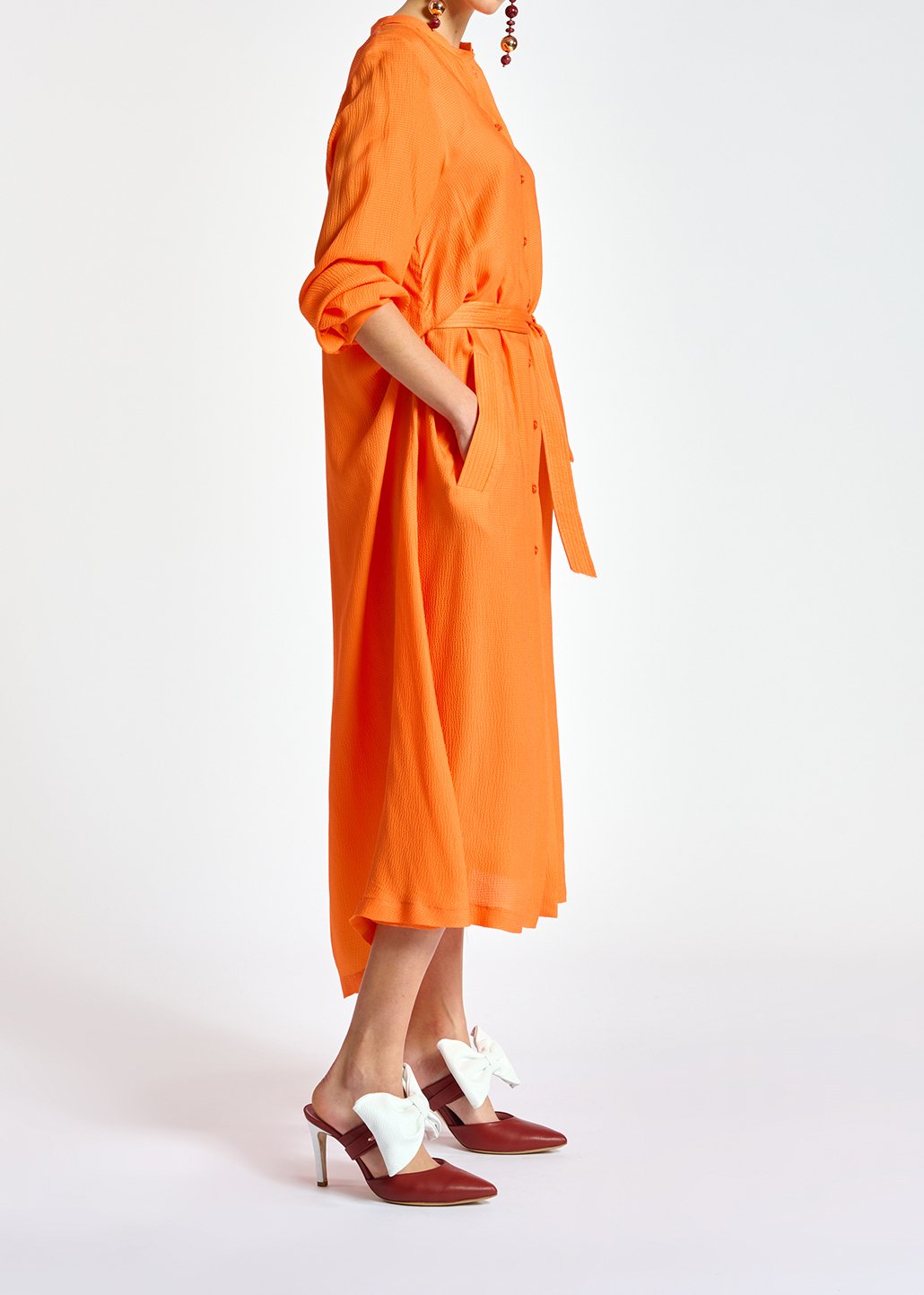 Robe chemise midi orange RE—SSENTIEL seconde main photo 8