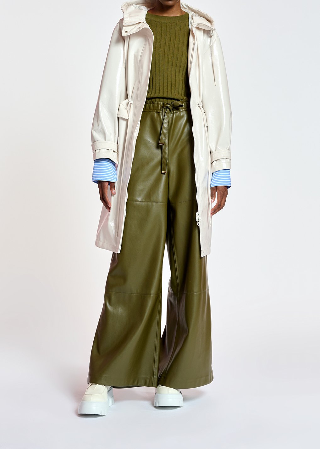 Imperméable en faux cuir blanc cassé RE—SSENTIEL seconde main photo 6