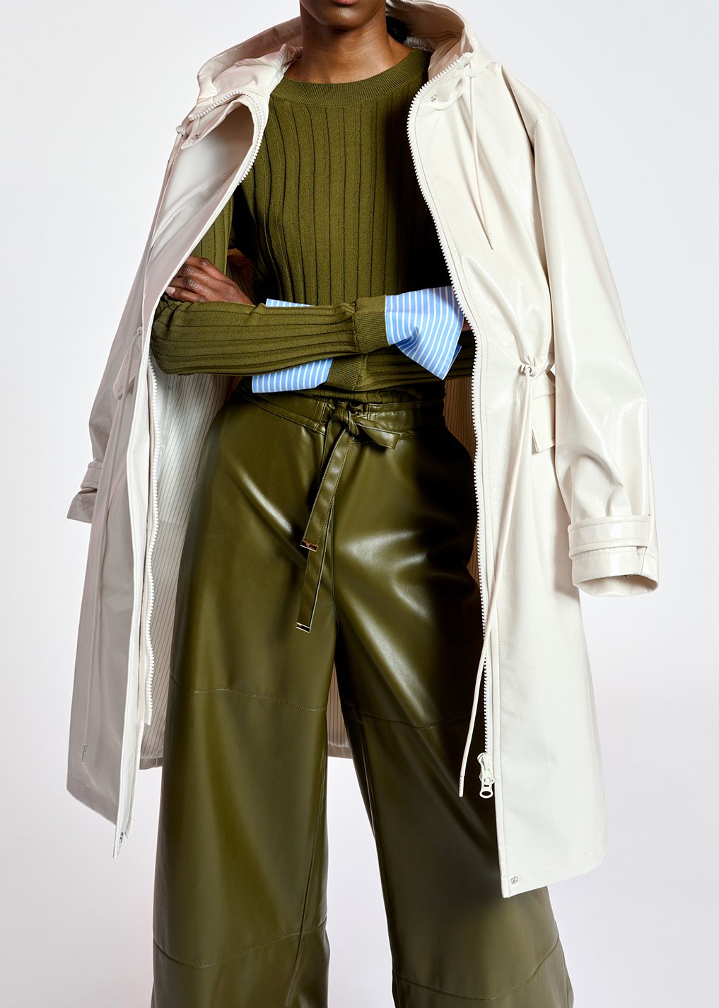 Imperméable en faux cuir blanc cassé RE—SSENTIEL seconde main photo 8