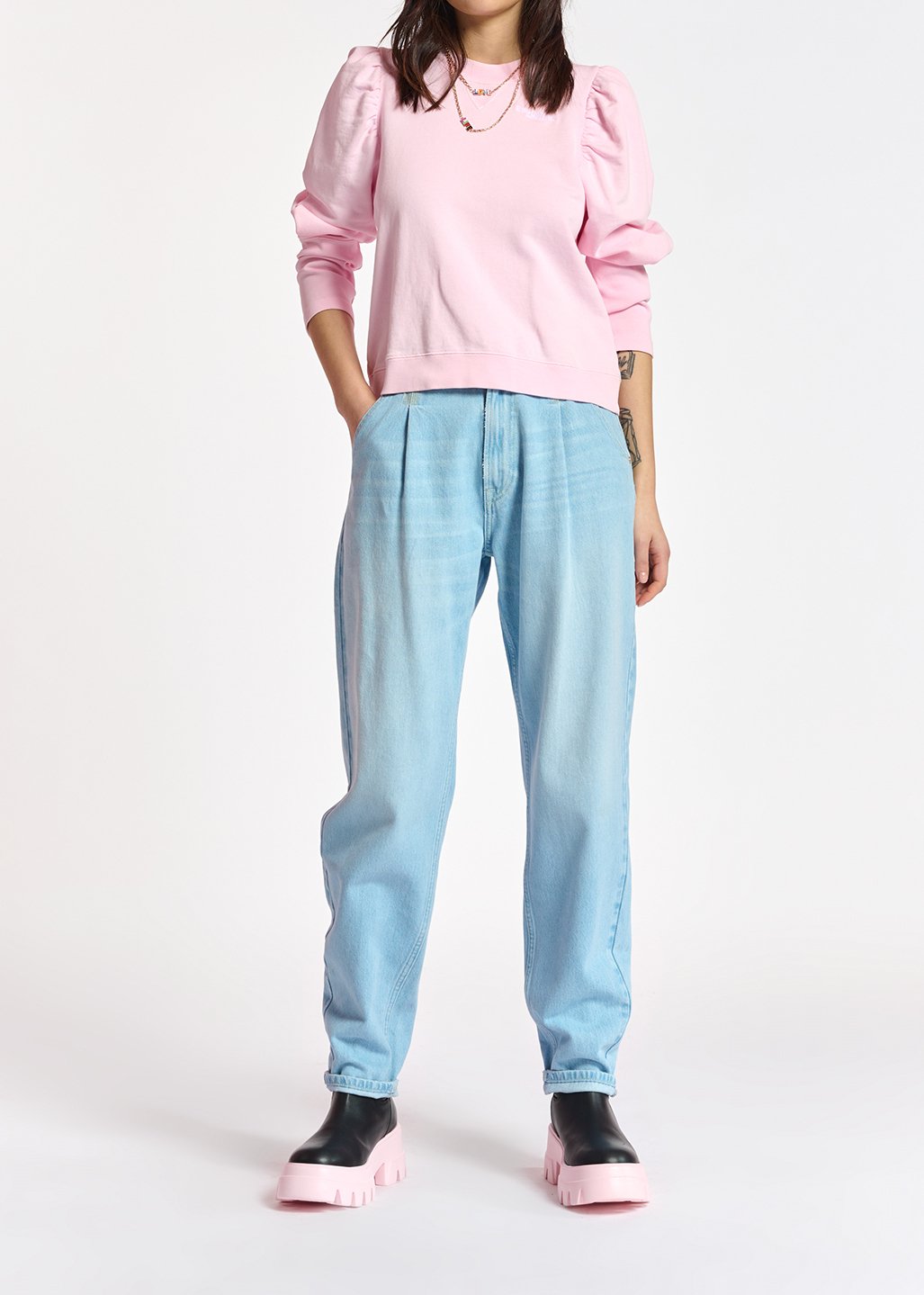 Rode sweater in biokatoenen jersey RE—SSENTIEL tweedehands photo 7
