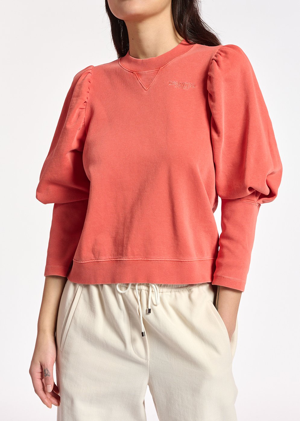 Sweatshirt rose clair en jersey de coton bio RE—SSENTIEL seconde main photo 3