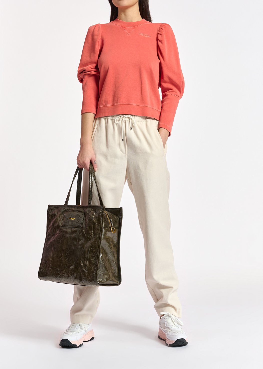 Sweatshirt rose clair en jersey de coton bio RE—SSENTIEL seconde main photo 6