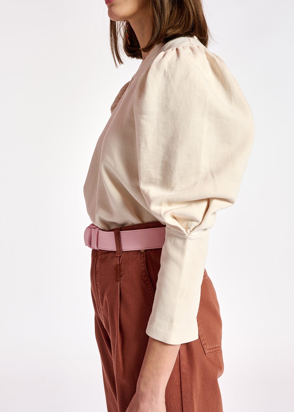 Sweatshirt blanc cassé en jersey de coton bio RE—SSENTIEL seconde main photo 4