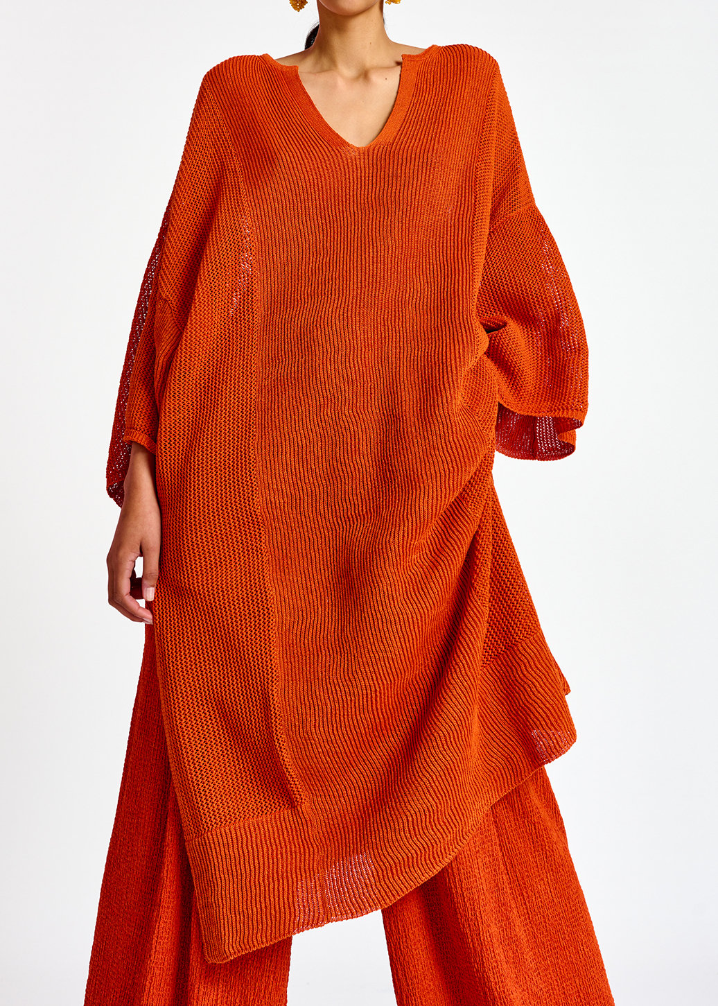 Robe caftan ample en tricot orange RE—SSENTIEL seconde main photo 4