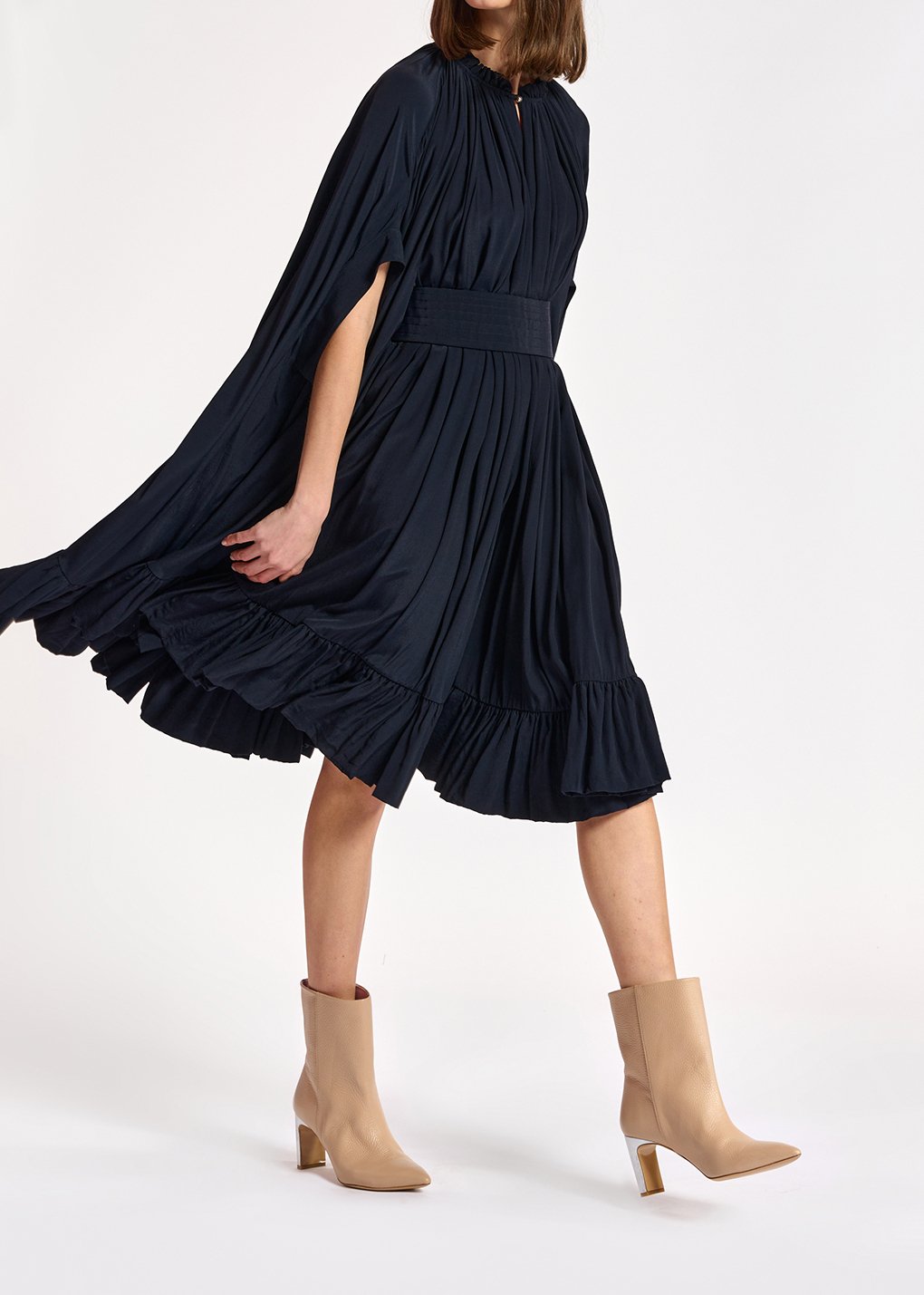 Dark blue ruffled oversized dress RE—SSENTIEL second-hand photo 3