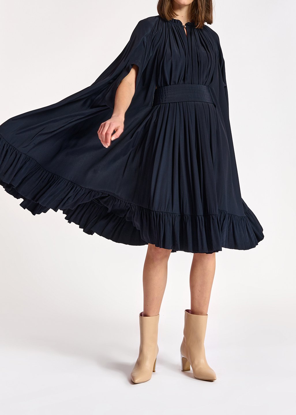 Dark blue ruffled oversized dress RE—SSENTIEL second-hand photo 7