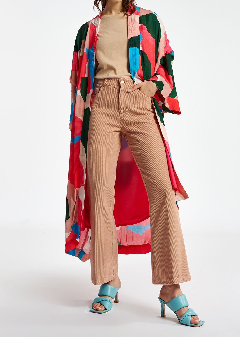 Vintage roze fluwelen broek met uitlopende pijpen RE—SSENTIEL tweedehands photo 3