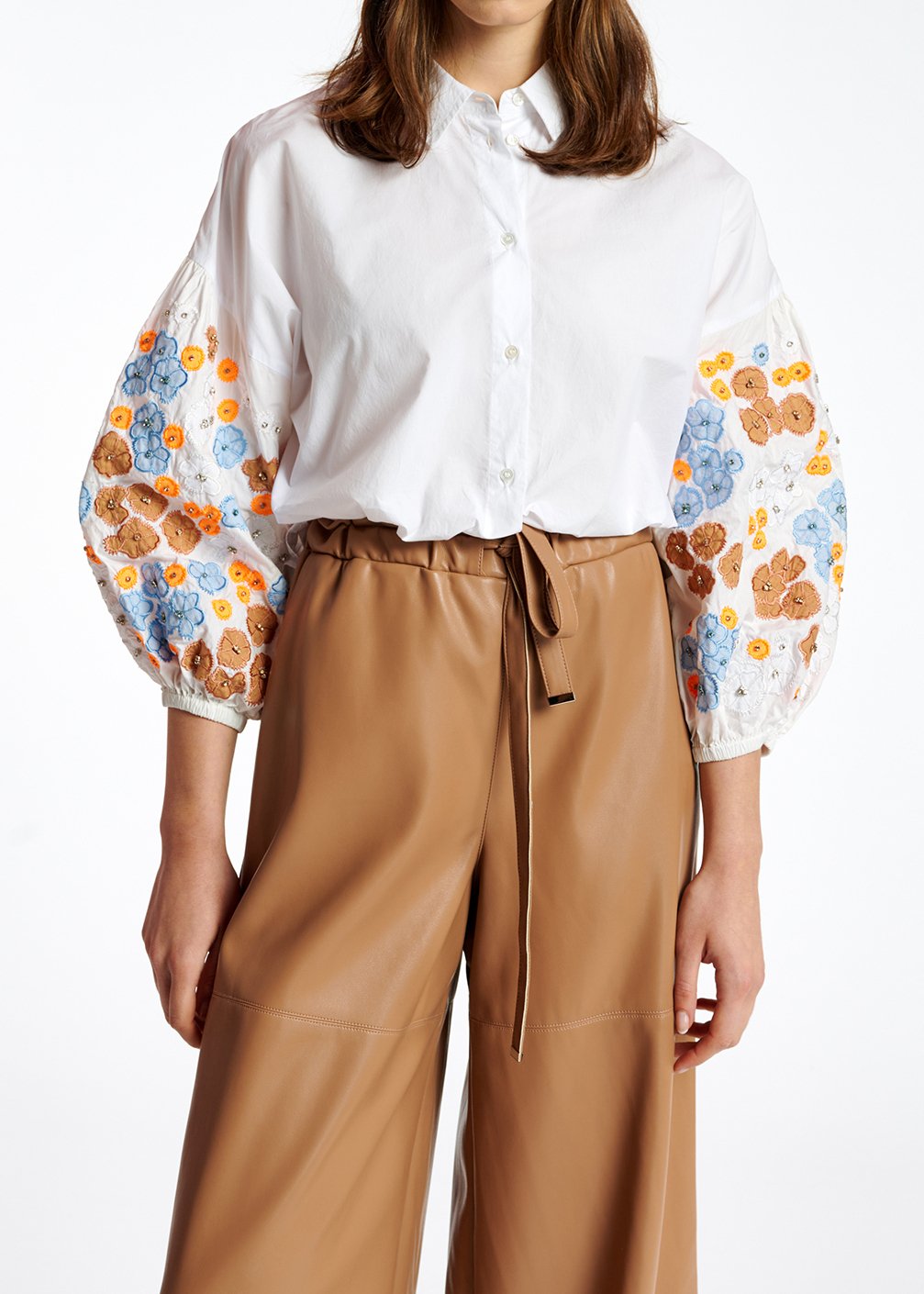 Bruine faux leren broek met wijde pijpen RE—SSENTIEL tweedehands photo 8