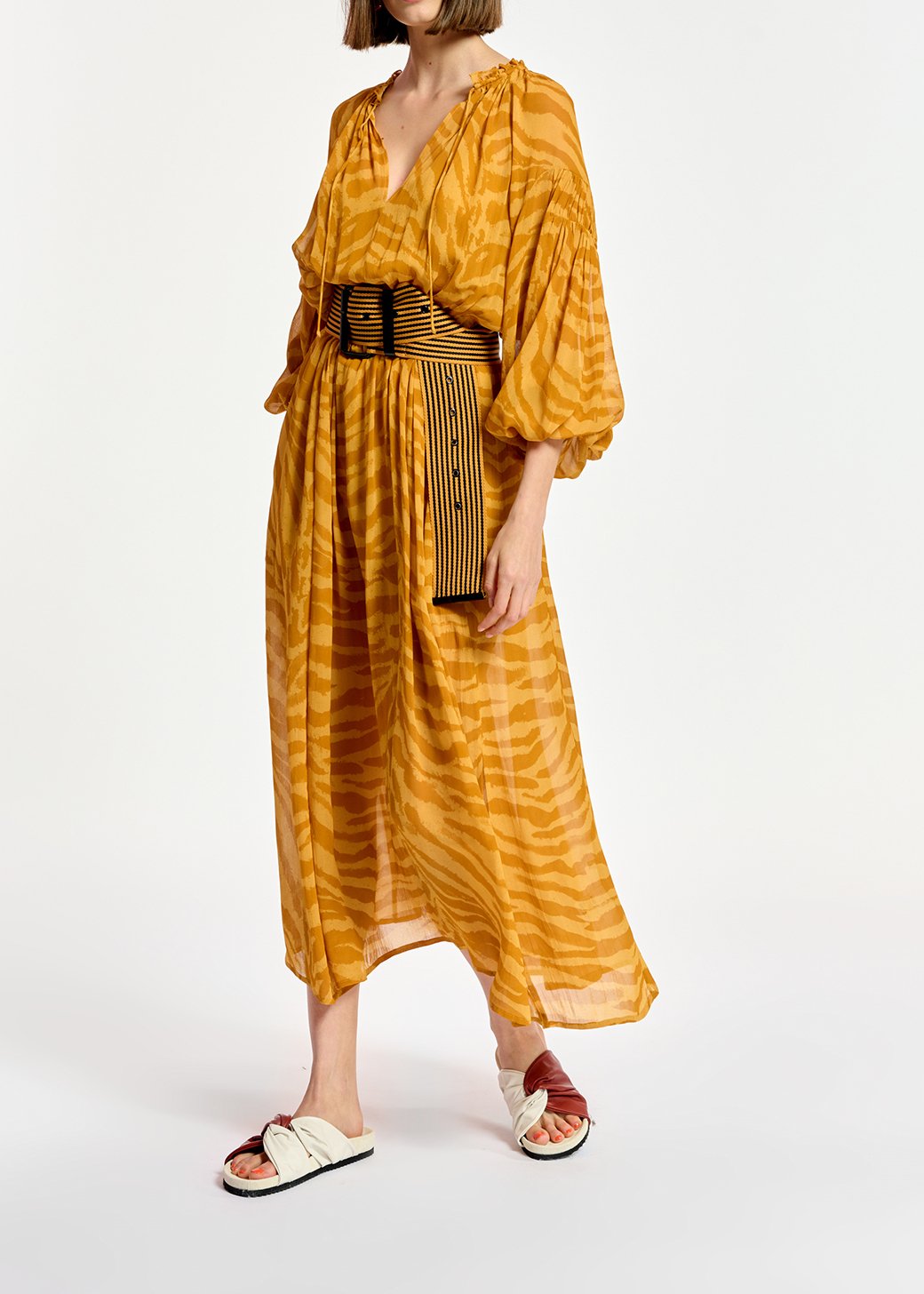 Maxi robe à  imprimé zèbre ocre RE—SSENTIEL seconde main photo 3