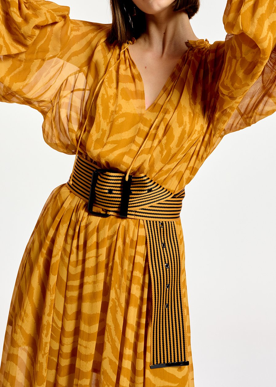 Maxi robe à  imprimé zèbre ocre RE—SSENTIEL seconde main photo 4