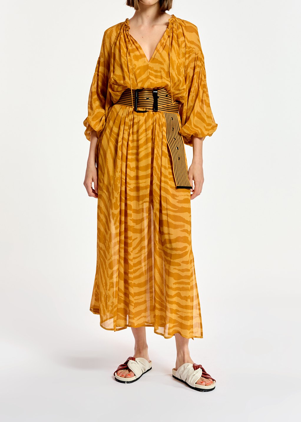 Maxi robe à  imprimé zèbre ocre RE—SSENTIEL seconde main photo 8