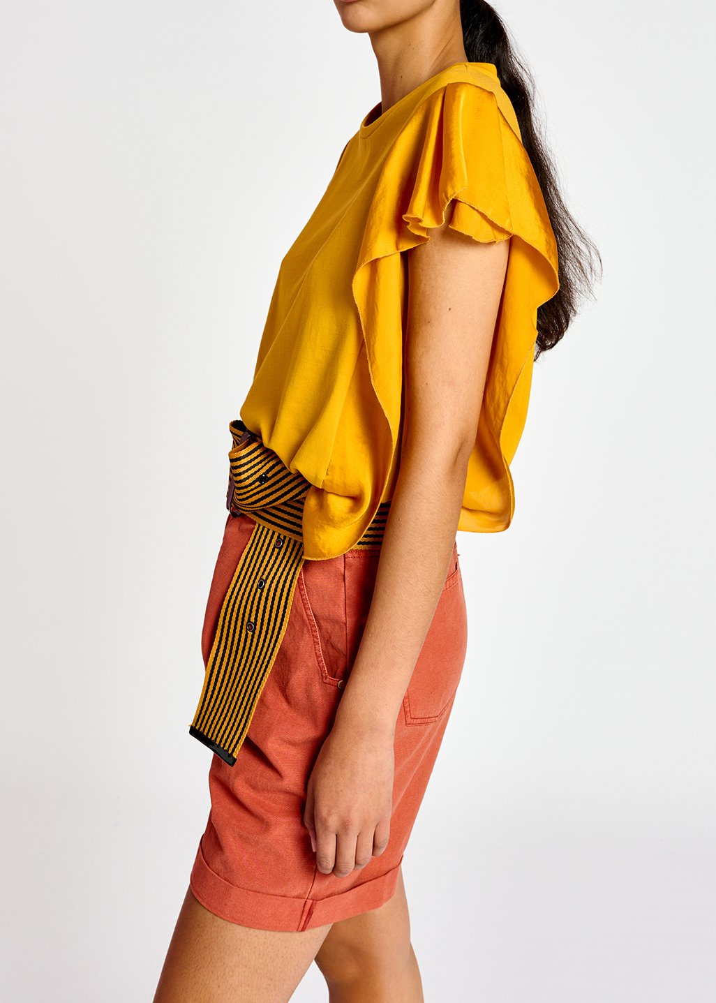 Lila katoen-jersey T-shirt met satijnen mouwen RE—SSENTIEL tweedehands photo 5